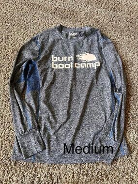 Burn Boot Camp Heathered Gray Long Sleeve Tee